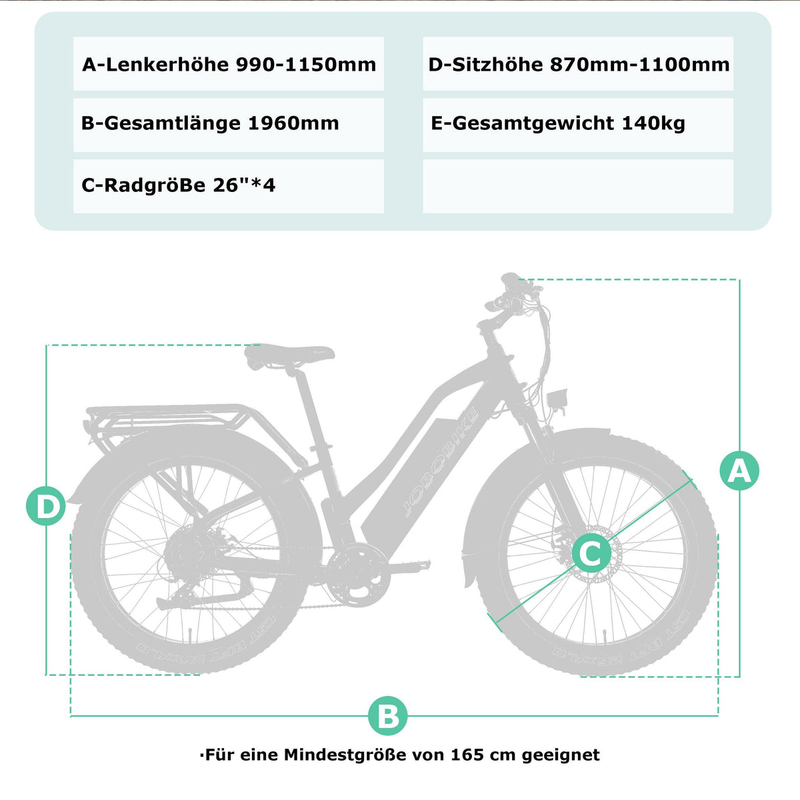 JOBOBIKE Robin 26'' Elektrofahrrad für Erwachsene 250W Bafang Motor 48V13AH_voghion.com