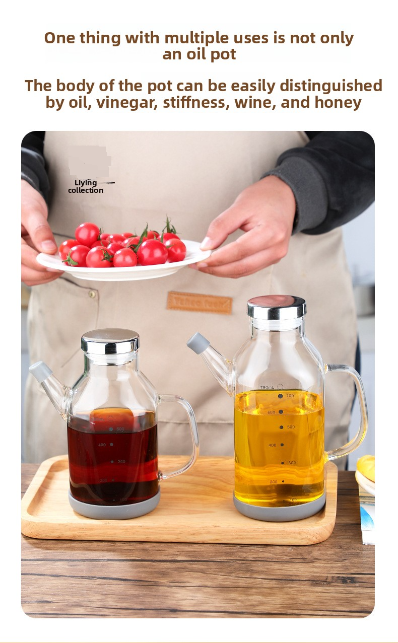 Large Capacity Borosilicate Glass Oil Dispenser - Kitchen Measuring Bottle For Oil & Soy Sauce (750ml Drip-Free Spout Easy-Pour Design BPA-Free)_voghion.com