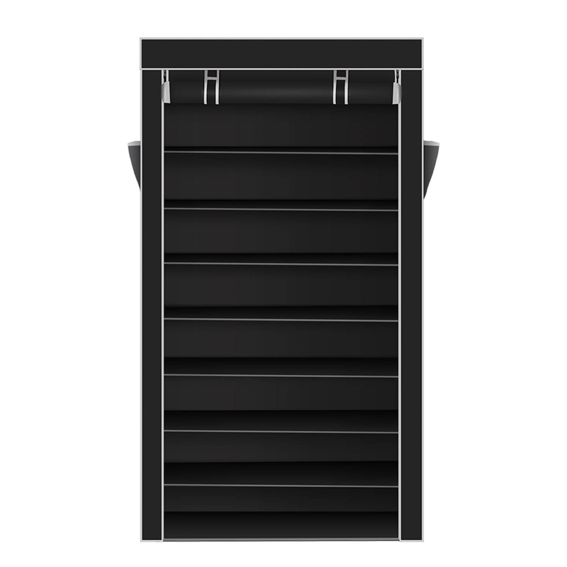 Étagère à chaussures à 10 niveaux, noire, anti-poussière, pour placard, rangement de chaussures_voghion.com