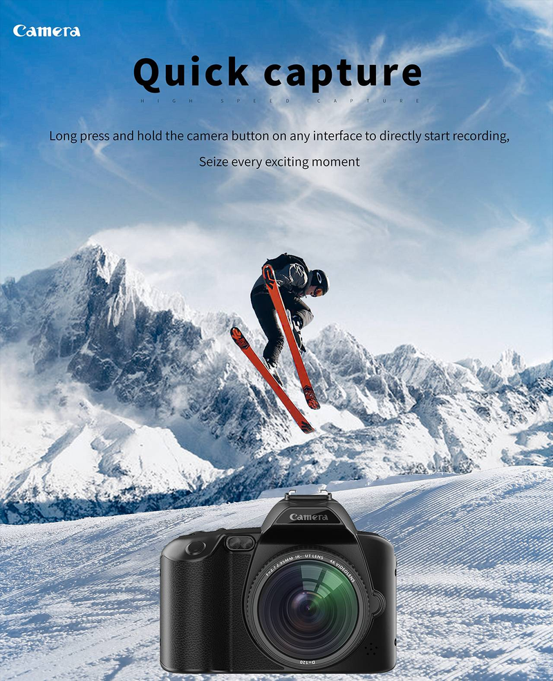 Nueva cámara de vídeo digital D5 HD WiFi DSLR 4K con doble cámara de 64,0 millones de píxeles y visión nocturna._voghion.com