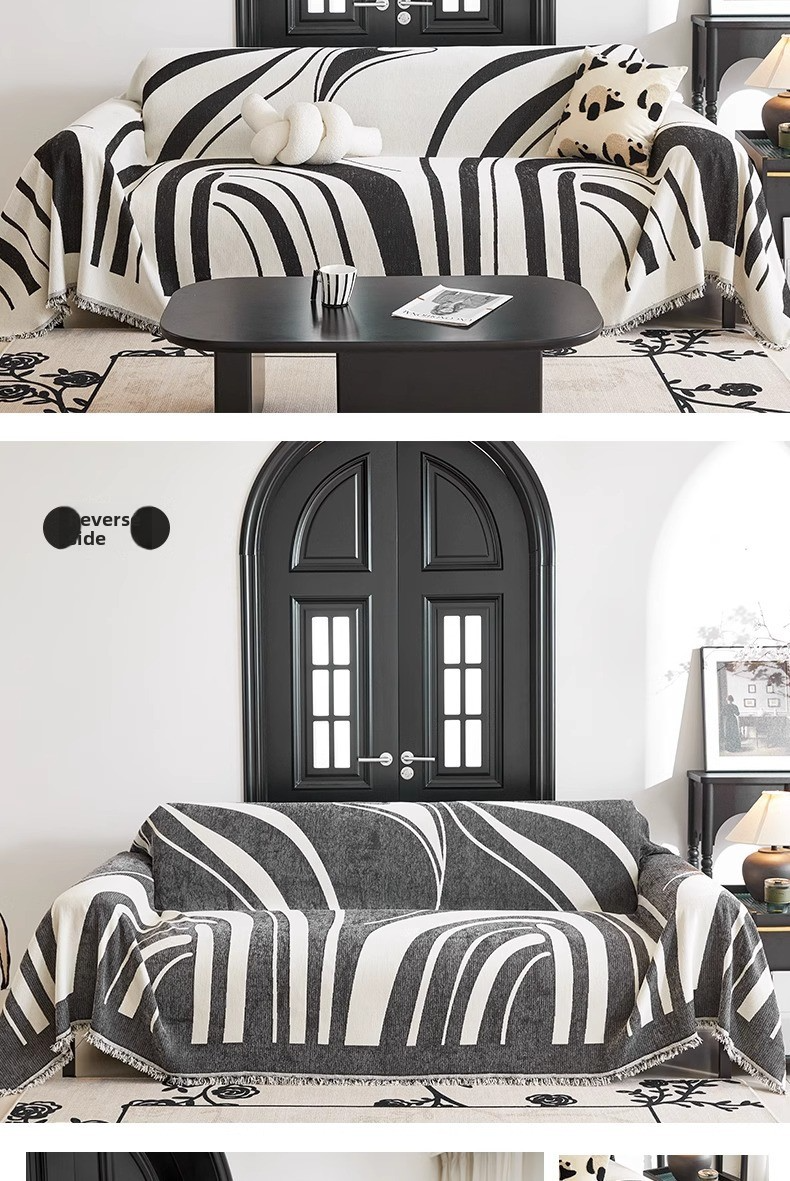 Abstract Geometric Chenille Sofa Cover - Modern Thickened Slipcover (Non-Slip Full Coverage Premium Textured Fabric)_voghion.com