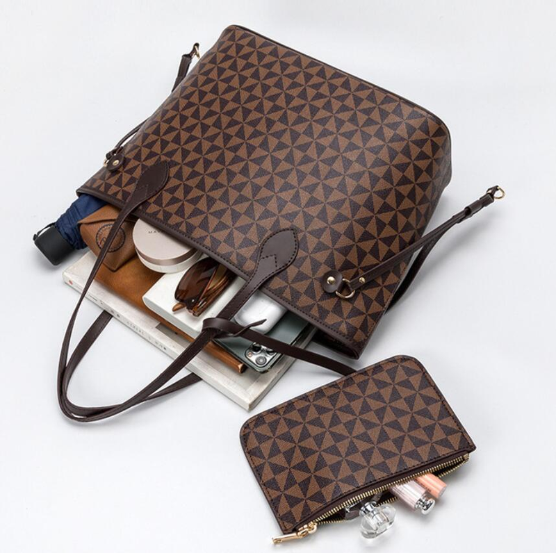 High Quality Women 2pcs/set Composite Totr Handbag Fashion Shoulder Bags Shopping Bag With Clutch Wallet_voghion.com