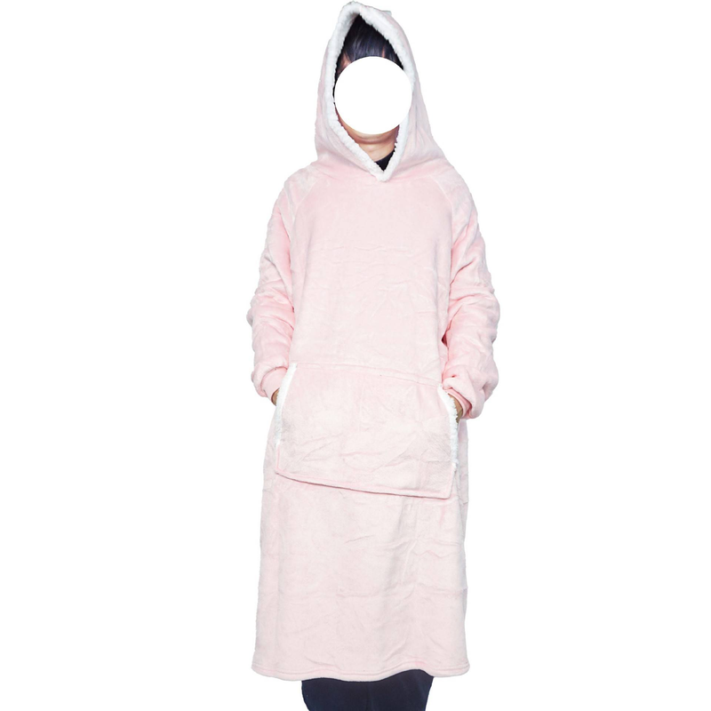 Extra-Long Fleece Snuggle Blanket With Pockets - 120cm/150cm TV Watching Robe For Couples & Families_voghion.com