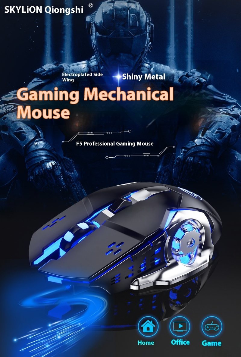 Wired Gaming Mouse – 6D RGB, 3000DPI, 4-Speed Adjustable, Silent/Audible Clicks, Ergonomic (Black/White/Blue/Pink)_voghion.com