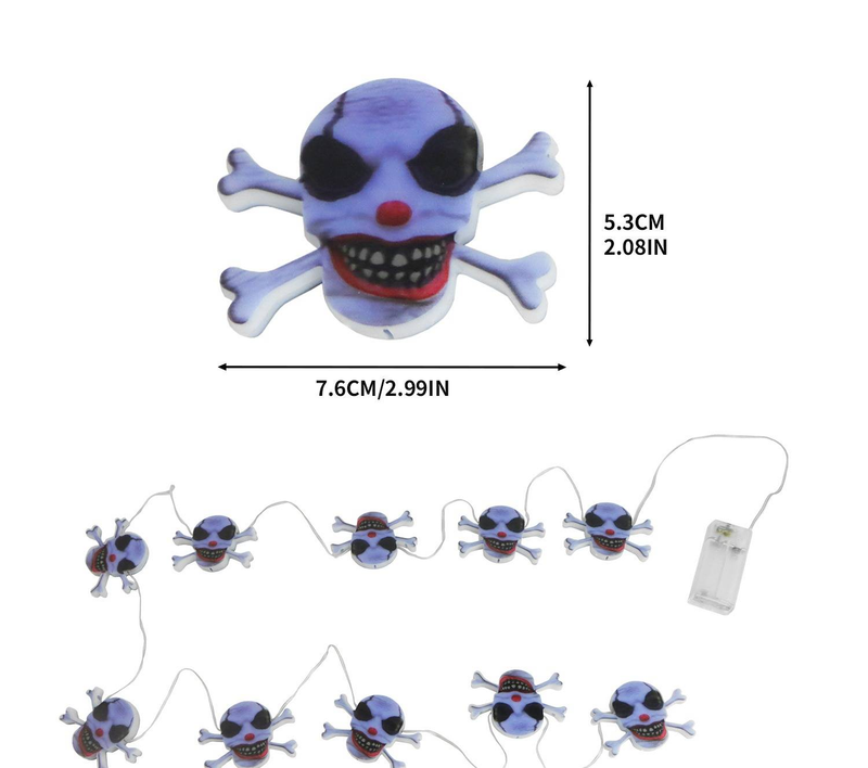 10-LED Skull String Lights For Halloween Party, Escape Room, Indoor Decor - Warm White Light, Battery Powered, Durable Plastic"_voghion.com
