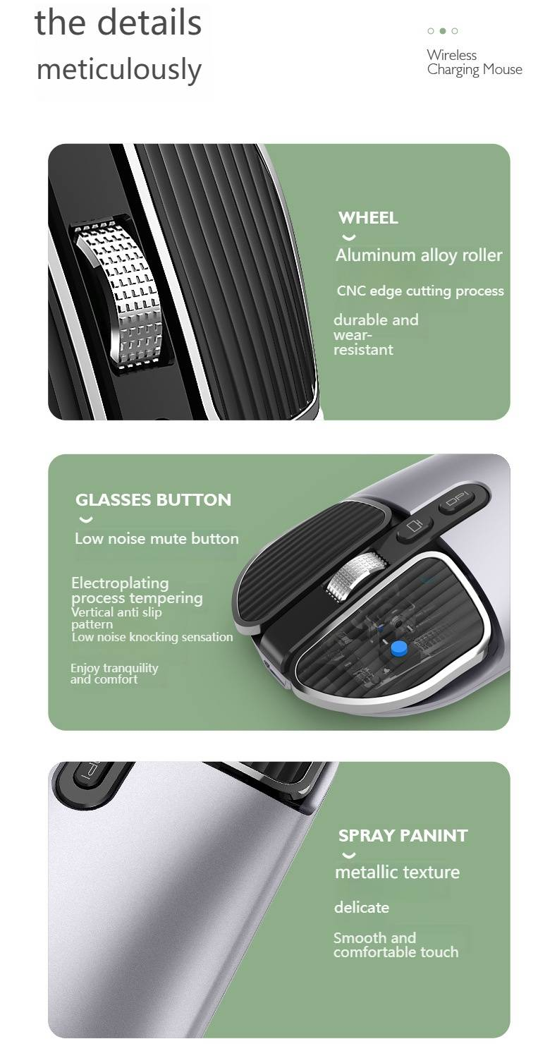 Wireless Bluetooth Dual-Mode Mouse With Silent Click & 4-Way Scroll, Ergonomic Design, 2400DPI, Compatible With Laptop/PC_voghion.com