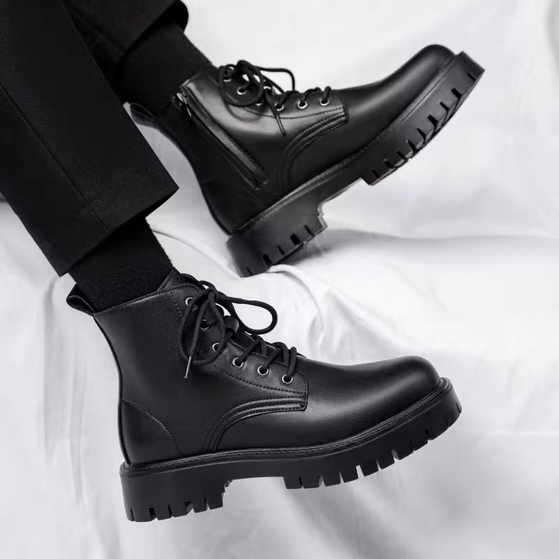 Zipper Martin Boots Men's Spring And Autumn High-top British Retro Men's Ankle Boots_voghion.com