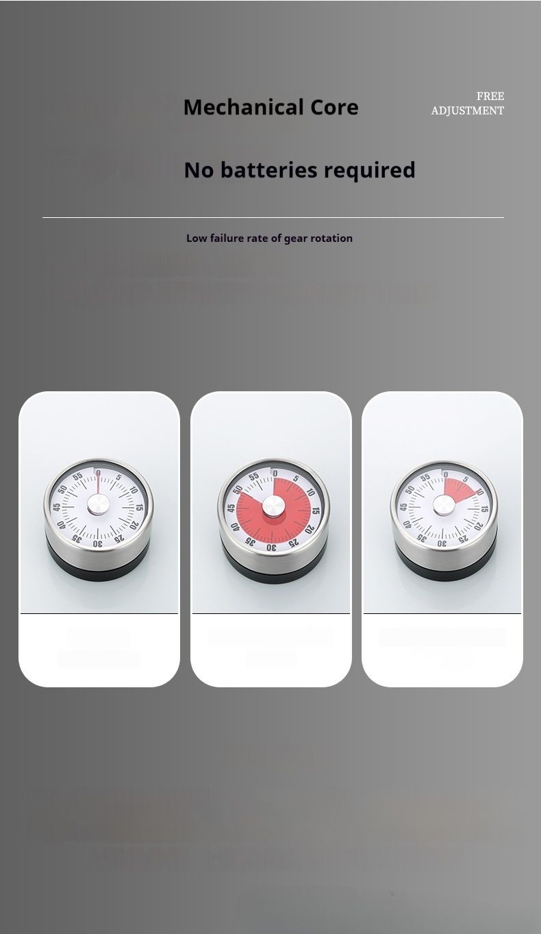 Modern Minimalist Mechanical Timer With Magnetic Base – Silent Visual Countdown For Kitchen, Study & Office (White/Black/Red, No Battery Needed)_voghion.com