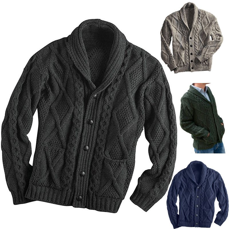 Slim-Fit-Cardigan für Herren – Langärmliger Mantel aus Acrylstrick mit offener Vorderseite, gerippter Saum, unverzichtbar für den urbanen Winter_voghion.com