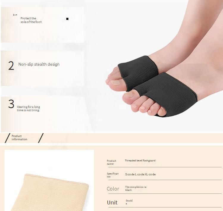 Breathable Anti-Slip Half Insole With Silicone Padding For Men & Women – Cushioned Forefoot Support For Bunions, Dance & Daily Comfort (Black/Beige)_voghion.com