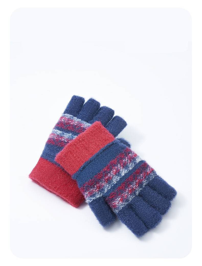 Guanti invernali per mamma e bambino, per bambini e bambine - Guanti in morbida maglia con dita e copertura ribaltabile, caldi e comodi per la scuola e i giochi all'aperto (taglia unica)_voghion.com