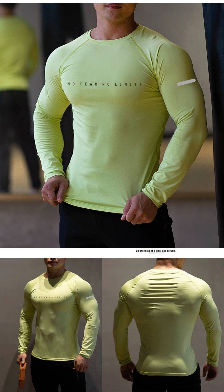SwayneMen's Round Neck Long-sleeved Quick-drying Tight-fitting, High-elasticity, Quick-drying, Breathable T-shirt, Base Layer_voghion.com