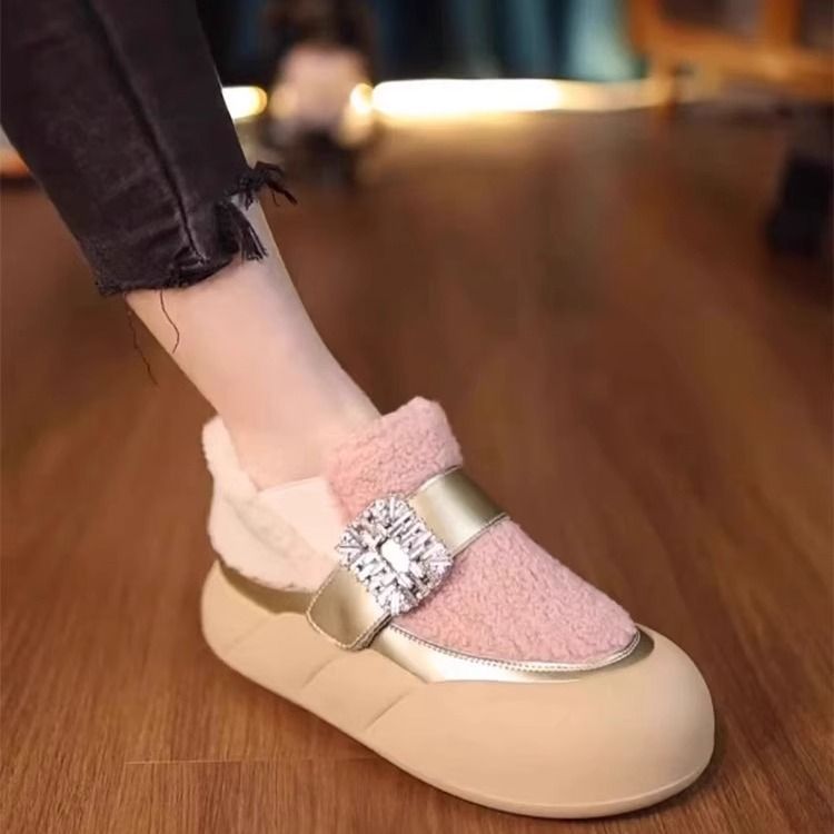 Student Plush Thick Snow Boots For Women, 2025 New Soft Soled Anti Slip Casual Shoes, Popular One Foot Cotton Shoes_voghion.com