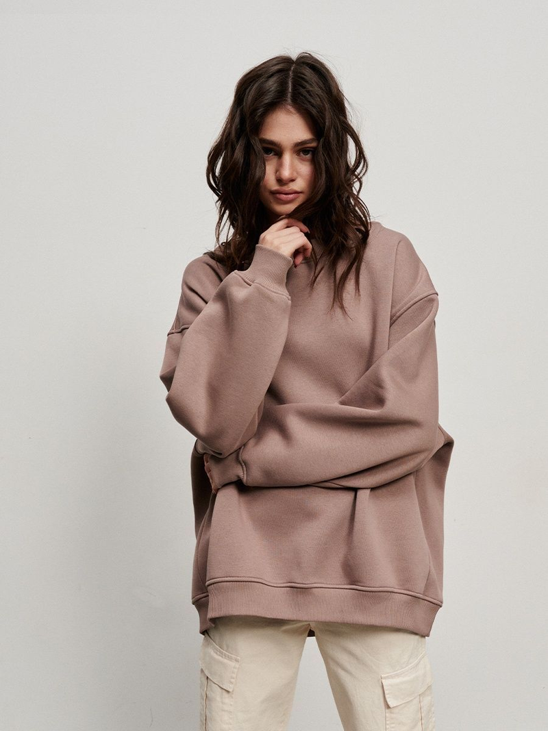 Robe femme col rond sweat à capuche ample femme_voghion.com