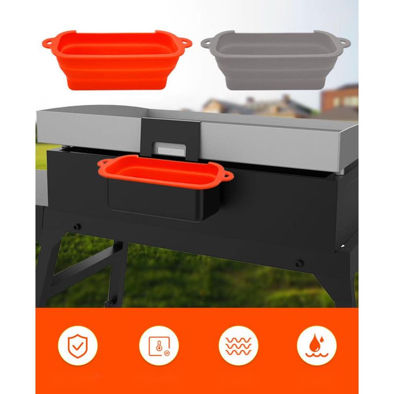 Contenitore per raccolta grasso in silicone, contenitore per raccolta grasso pieghevole per barbecue in pietra nera_voghion.com