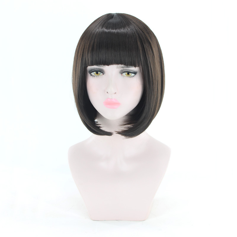 Synthetische Perücke für Frauen mit BOBO Face Wave Head Simulation Short Hair Female_voghion.com