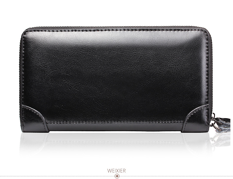 Herrepung Lang pung Pung Læderpung Kohudpung Herre Lynlås Ungdom Business Clutch_voghion.com