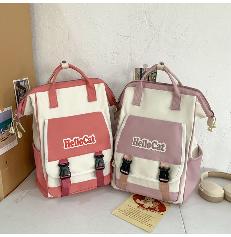 Kinderrucksäcke College-Stil Kontrastfarbe Studentenrucksack Weiblich New Forest Style Kleiner frischer Rucksack Beliebter Nylonrucksack_voghion.com