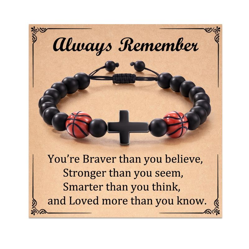 Football Beaded To My Son Gift Black Matte Rugby Basketball Tiger Eye Stone Baseball Bracelet_voghion.com