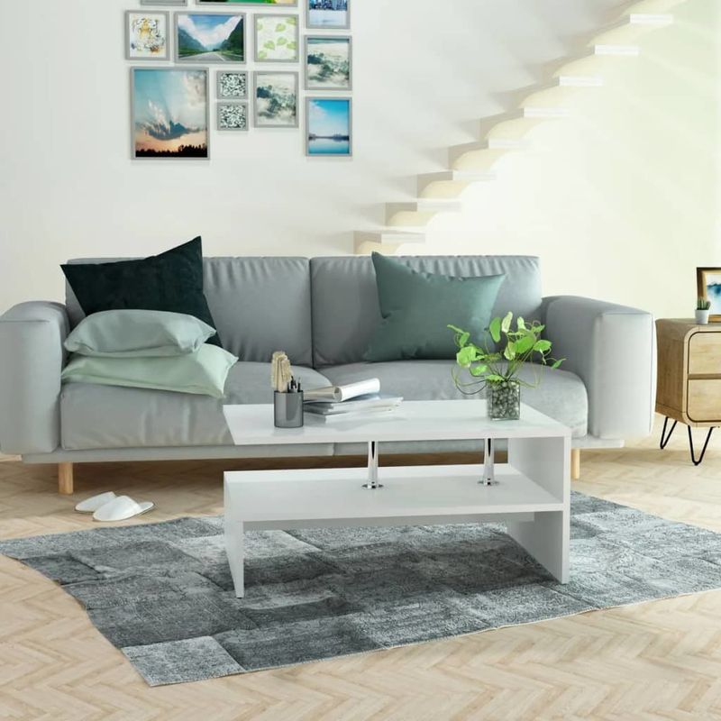 Coffee Table Engineered Wood 35.4"x23.2"x16.5" White_voghion.com