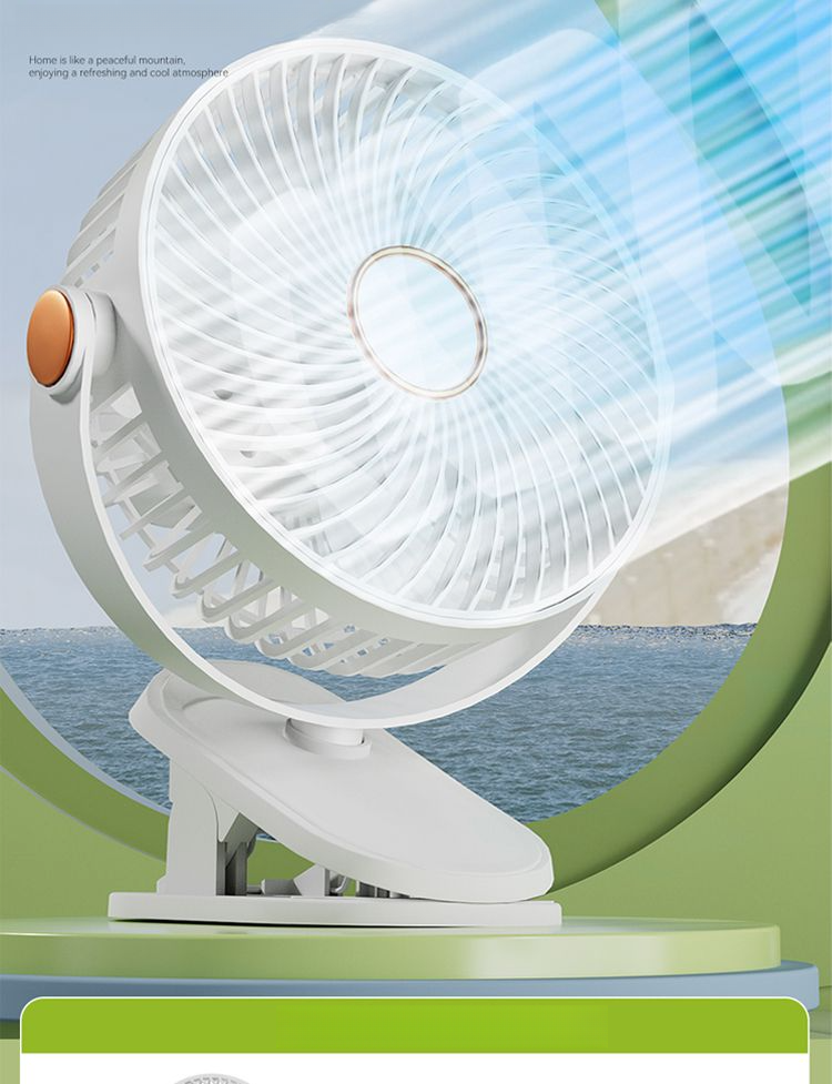 【 Five Level Adjustment 】 New Ultra Quiet USB Charging Clip Fan For Home Dormitory, High Wind Power, Desktop, Long_voghion.com