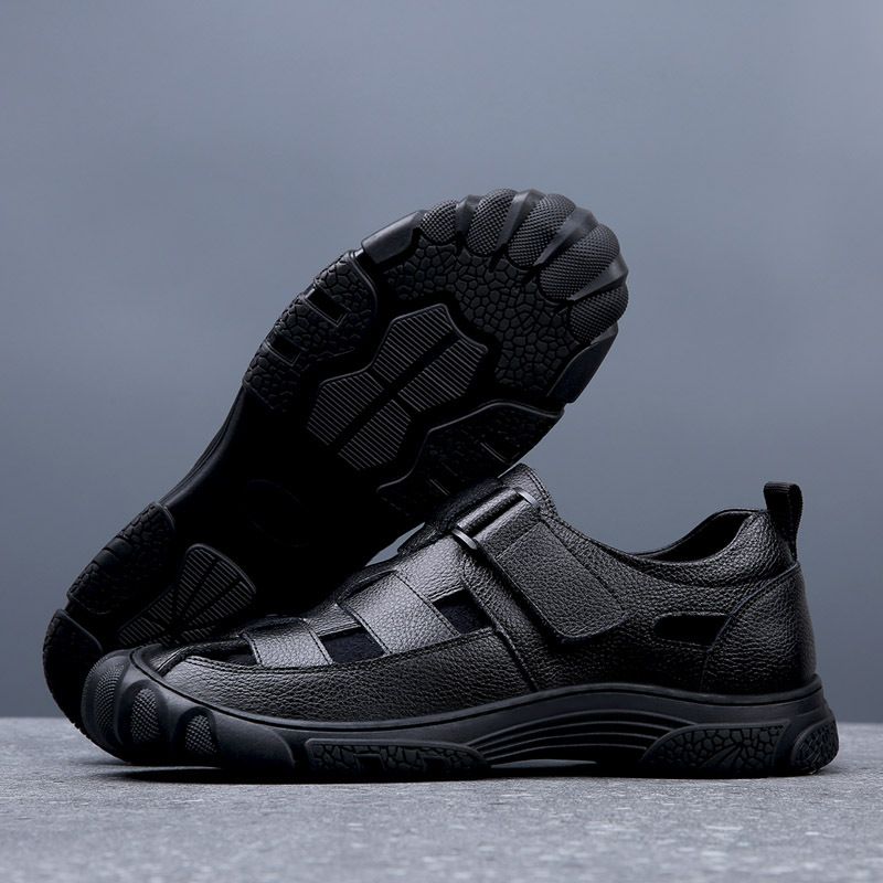 2025 neue Sommer Hohl Sandalen Leder Atmungsaktiv Anti-slip Outdoor Wandern Casual herren Clogs Modische Hundert Casual Täglichen Tragen Komfortable_voghion.com
