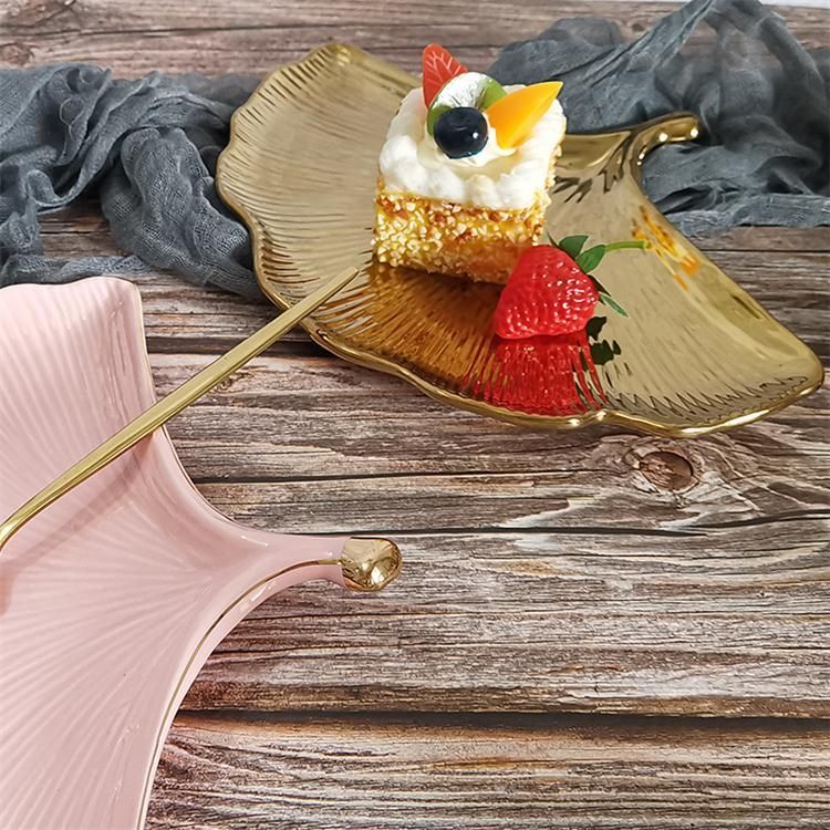Sonderangebot Leicht Defekte Nordic Keramik Ginkgo Blatt Für Den Heimgebrauch Kreative Obstschale Dessert Dekorative Platte_voghion.com