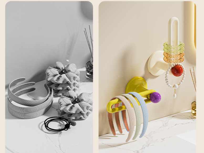 Krawatten-Organizer-Rack, Badezimmer-Accessoires, Clips, Gummibänder, Haarseile, Haken, lochfreie Schmuckaufbewahrung, magisches Werkzeug_voghion.com
