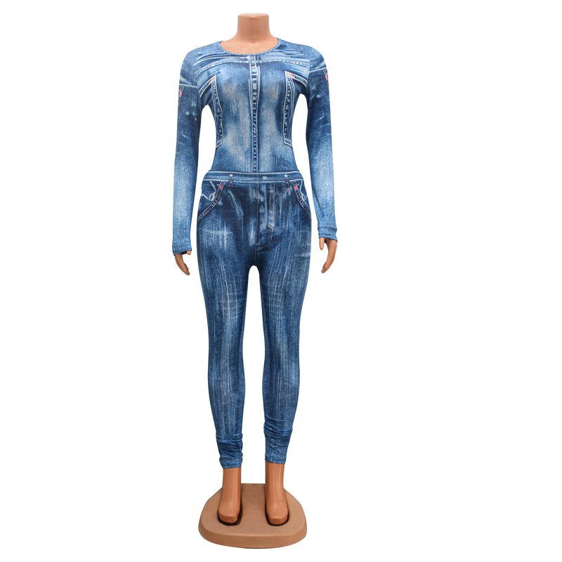 Roupas femininas macacão sexy justo estampado terno de duas peças_voghion.com