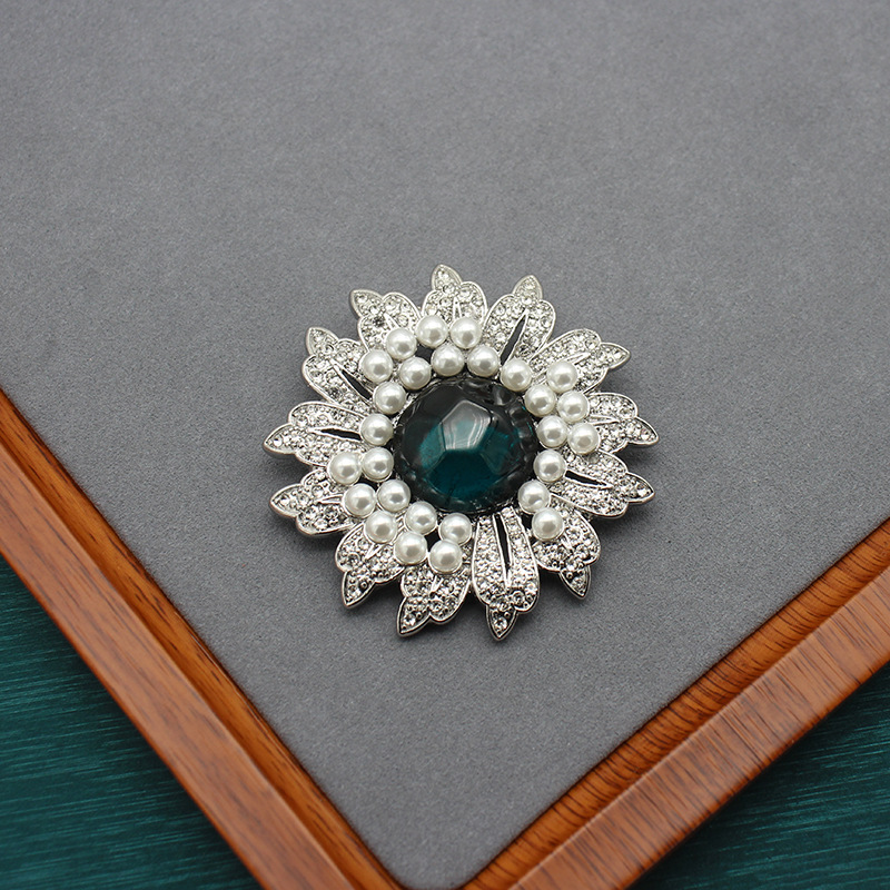 Damen-Schmuck, Sonnenblume, Sonnenblume, Ohrclip, Vintage, Retro, Brosche, gebrauchtes Set, Perlgrün, Gelee glasiert_voghion.com