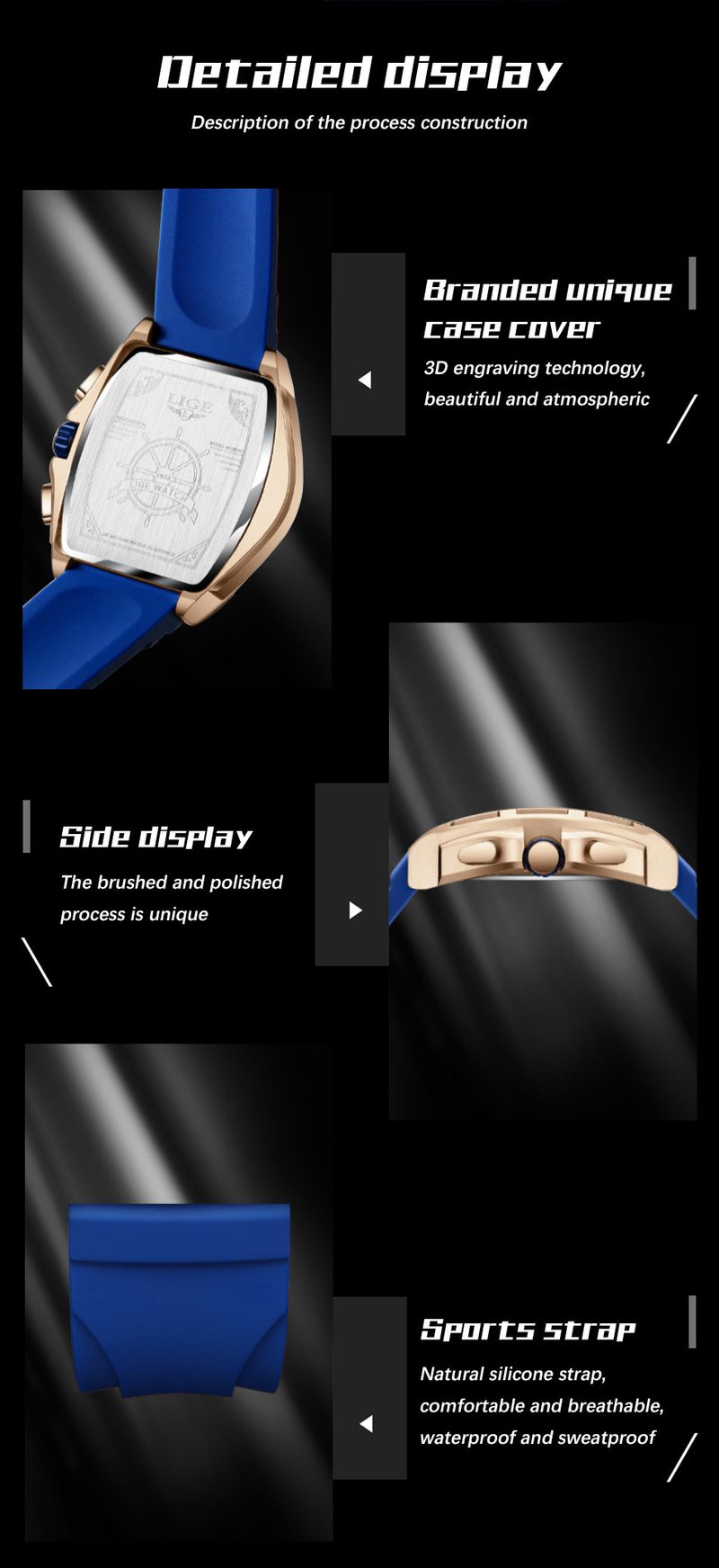 Men's Fashion Quartz Watch With Chronograph, Skeleton Dial, Water Resistant, Stainless Steel Case, Silicone Strap, Casual Business Timepiece_voghion.com