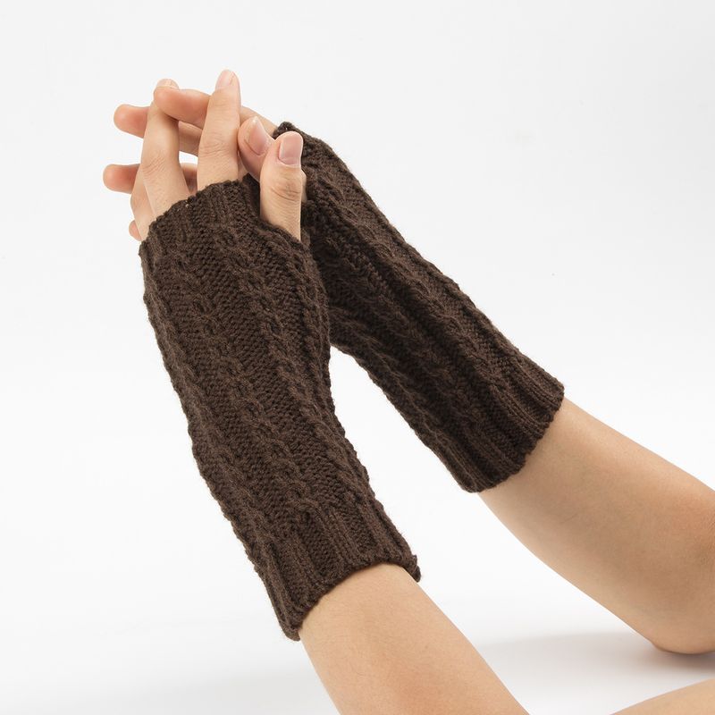 Fried Dough Twists Wrist Gloves Autumn Winter New Knitted Wool Warm Men And Women's Short Skiing Open Finger Sleeve_voghion.com
