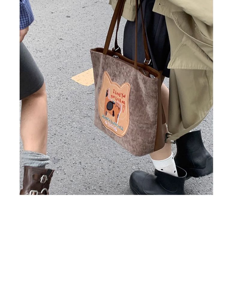 2025 Autumn New Trend College Wind Cookie Cat Double Handbag Korean Version Of The Large-capacity Shoulder Women's Backpack Fashionable Leisure Daily_voghion.com