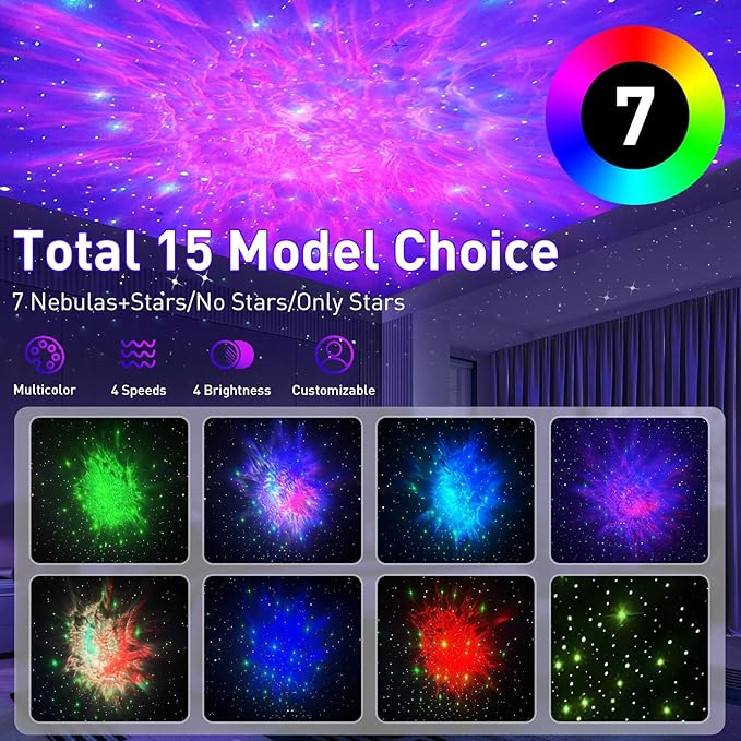 Proiettore di stelle a forma di delfino, proiettore di galassie per camera da letto, 15 modalità di illuminazione, luce notturna a forma di stella da soffitto con telecomando, decorazione per la cameretta dei bambini, regalo_voghion.com