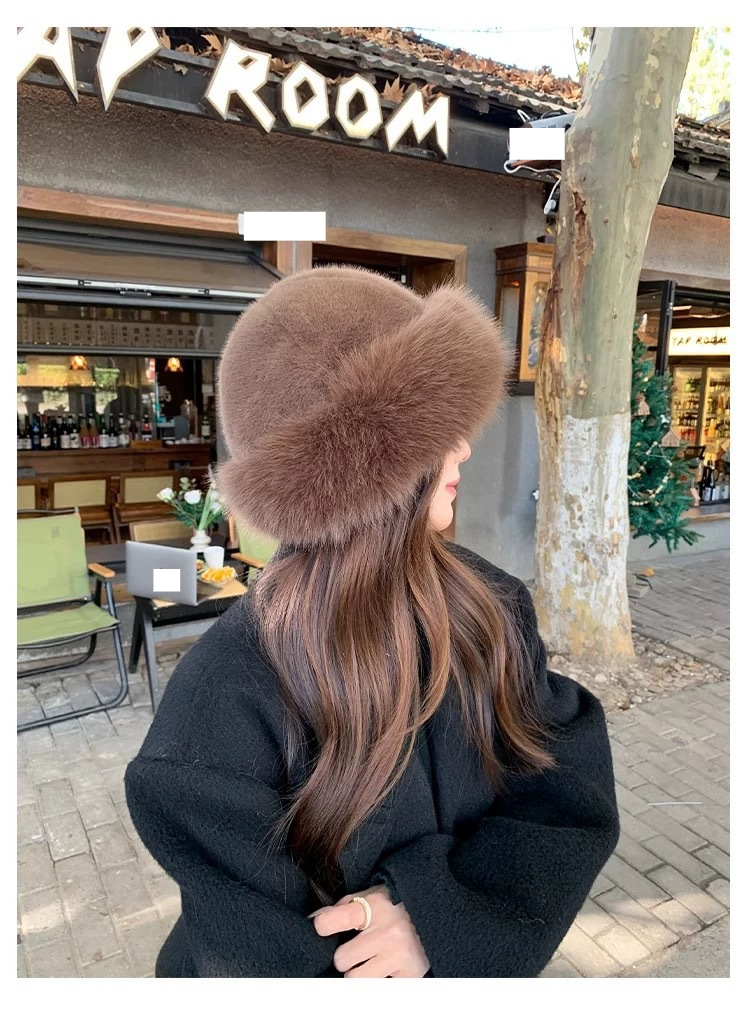 Trapper Şapkalar Sonbahar ve kış peluş şapka kadın kış yüksek kaliteli peluş balıkçı şapkası baş çevresi sıcak kulak koruması Moğol şapkası_voghion.com