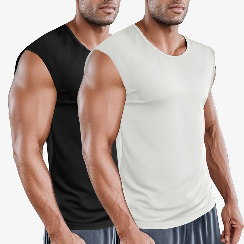 Summer Männer Sport Fitness Quick-dréchen Vest breathable Sleeveless Undershirt Zwee Stécker_voghion.com
