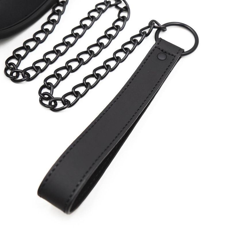 Prodotti sessuali SM in pelle nera con fibbia ad ardiglione, giocattoli bondage, guinzaglio per flirtare, collare per il collo in pelle_voghion.com