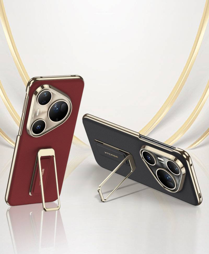 Premium Rotating Strap Case With Stand For HW-Pura80Ultra | Anti-Slip Grip | PU Leather Cover | Secure Strap | (Black, Radiant Gold, Master Red)_voghion.com