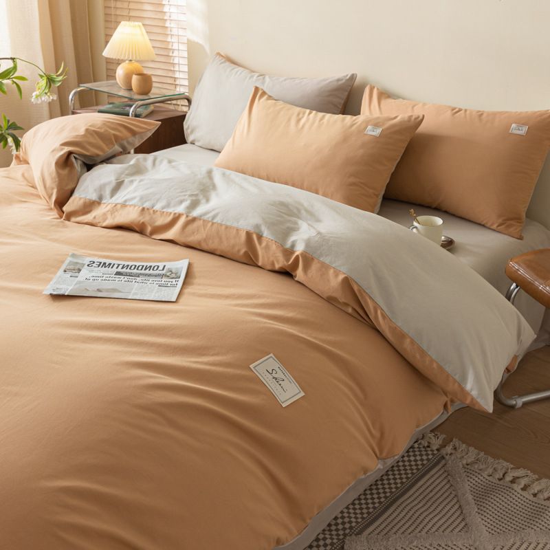 Set copripiumino in morbido cotone lavato con design bicolore - Biancheria da letto traspirante e delicata sulla pelle per casa, dormitorio, hotel_voghion.com