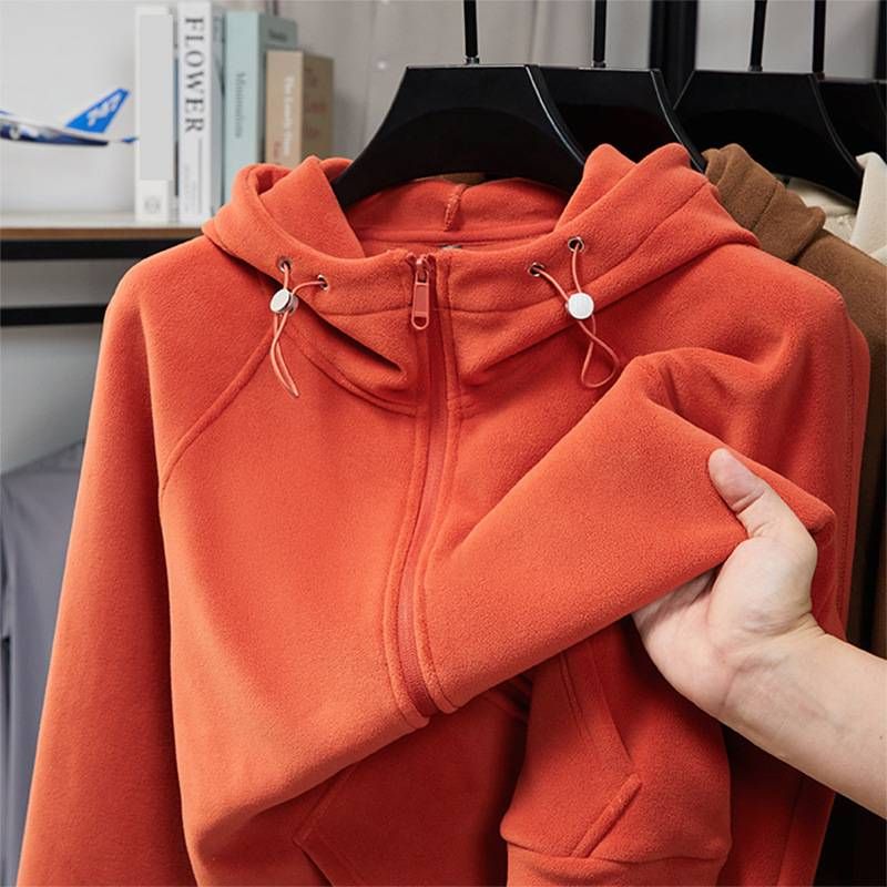 Herrenbekleidung Fleecejacke Herbst- und Winterfleecejacke mit Kapuze, warmer Winterpullovermantel, locker sitzendes Freizeit-Sweatshirt für Teenager und Erwachsene_voghion.com