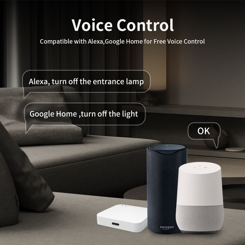 Interruttore Tuya US CE da 1/2/3/4 Gang WiFi Zigbee, senza neutro/filo, pulsante a parete per il controllo della luce LED, funzione vocale intelligente con Alexa_voghion.com