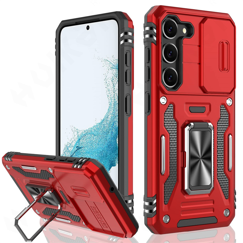 Funda para Samsung S23, S22, S21, S20 Ultra Plus FE, A54, A14, A34, A53, A13, A23, A33, 4G y 5G con soporte de anillo y soporte deslizante para cámara._voghion.com