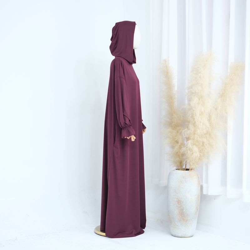 Women's Clothing Solid Color Hooded Casual Robe_voghion.com
