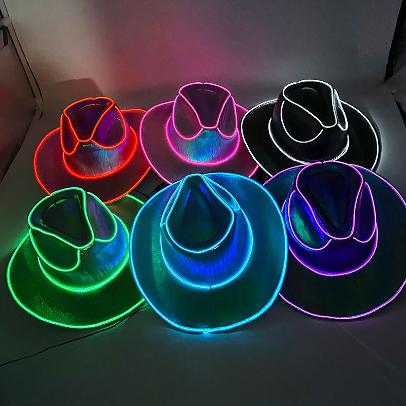 Heißer Verkauf LED Perlglanz Cowboy mit Lichtern Western Cowgirl Hut Geburt Halloween, Wired, Holi Mode Cool Sommer Meer_voghion.com