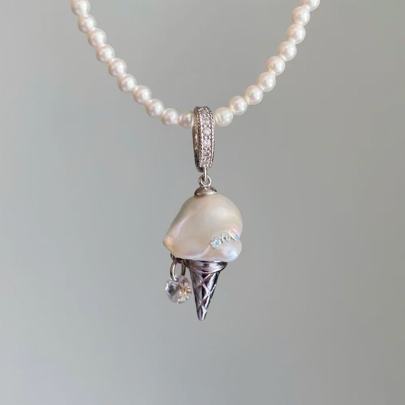 Women's Jewelry Fashion Pearl Chain Ice Cream Necklace Women's Light Luxury Niche Design High End Clavicle Chain Jewelry_voghion.com