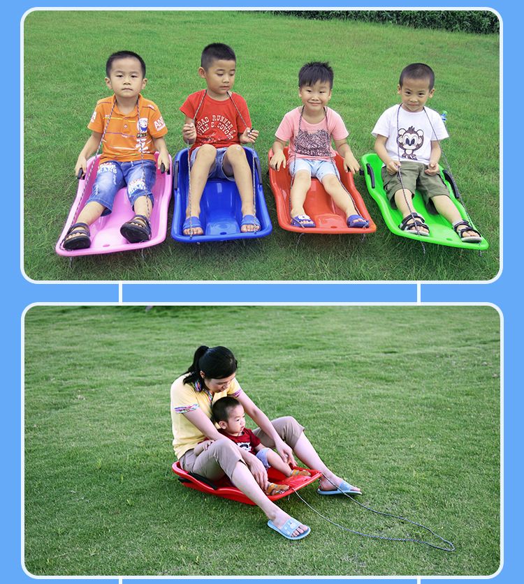 Verdickter Snowboard-Doppel-87cm-Brems-Erwachsenen-Grasschlitten mit Zugseil-Ski-Eiswagen_voghion.com