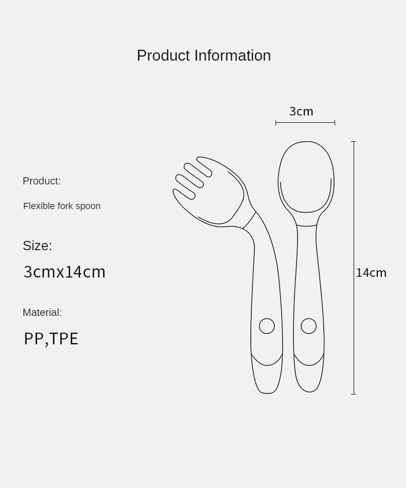 Bebê Crianças Colher Garfo Conjunto Macio Dobrável Silicone Colher Garfo Kit Talheres Treinamento Criança Alimentação Talheres Utensílio_voghion.com