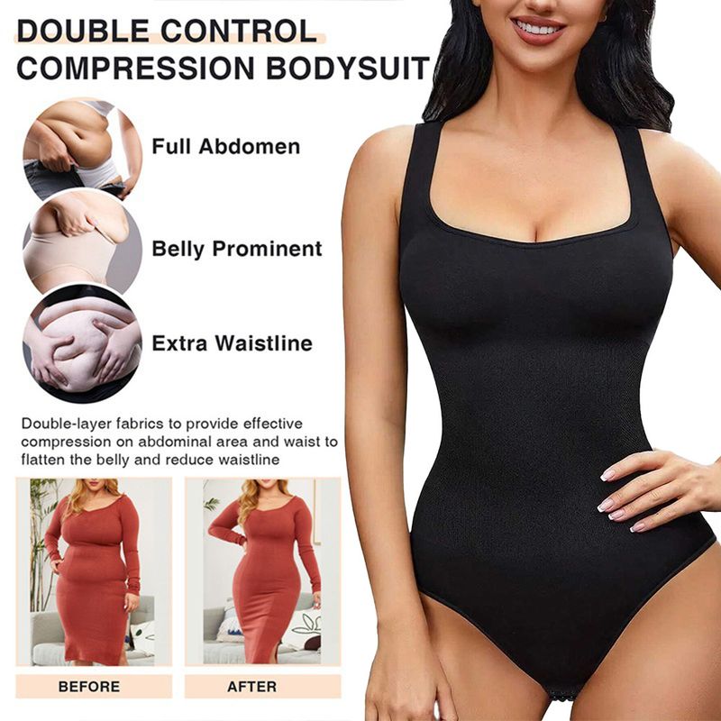 Shapewear für Damen, hohe Taille, Bauchkontrolle, Bodysuit, nahtlos, Po-Lift, Ganzkörperformer mit verstellbaren Trägern, Schwarz, Nude, Blush_voghion.com