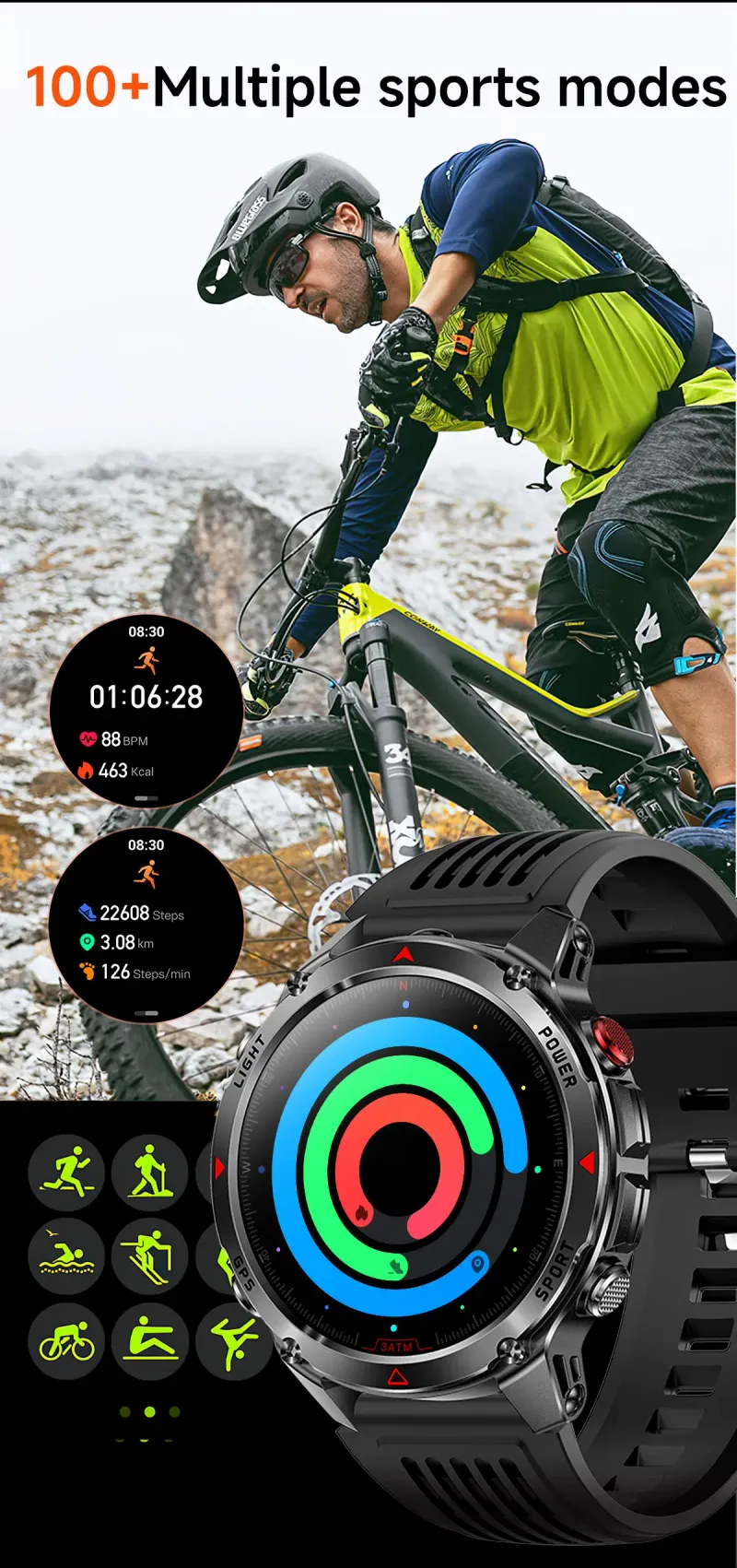 New Professional GPS Sports Smart Watch Outdoor Ride Run GPS Track Watch HT37 Compass Altimeter 3ATM Sports Bracelets Men_voghion.com