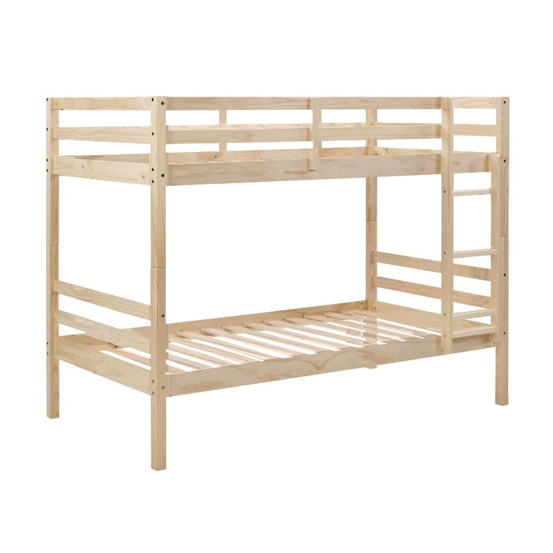Twin Over Twin Bunk Bed With Ladder,Wooden Bunk Bed With High Guardrail And Ladder For Kids, Teens, Dorm Rooms, And Guest Rooms,No Box Spring Needed,White_voghion.com